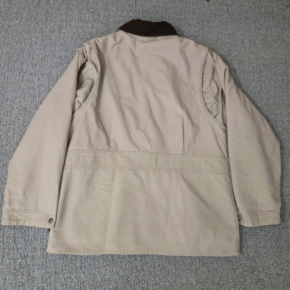 VTG Woolrich Mens Field Barn Chore Coat Tan Canvas Shell Blanket Wool Lined M - Picture 7 of 9
